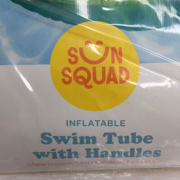 Sun Squad 33" Inflatable Swim Tube Handles Green Pool Beach Sea Fun Summer - Picture 2 of 4